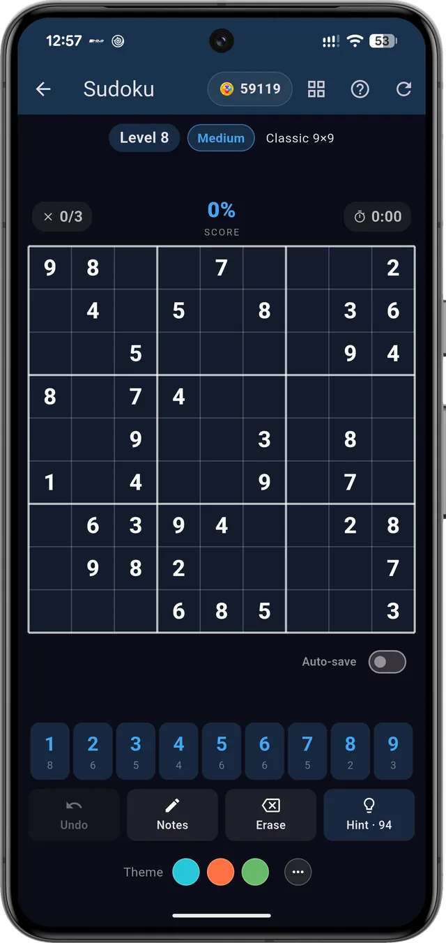 Sudoku screenshot